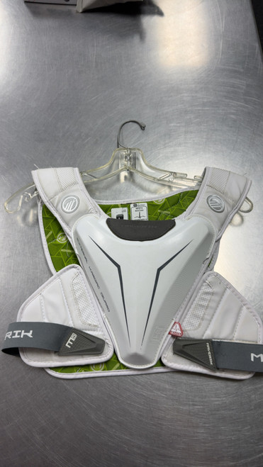 Vist Large View of Product Image Which is Used Maverik M5 Lacrosse Shoulder Pads White LG
