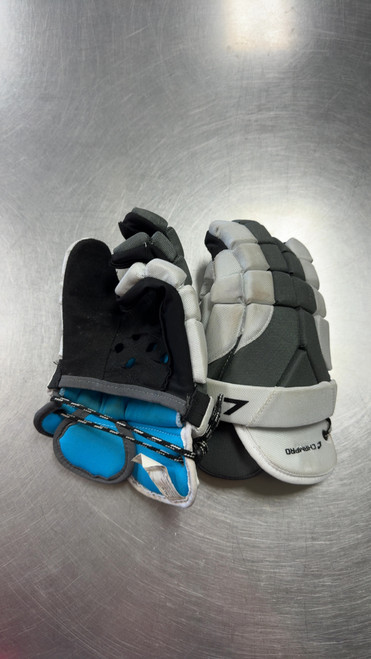 Vist Large View of Product Image Which is Used Champro CRX7 Lacrosse Gloves Mens White 12"