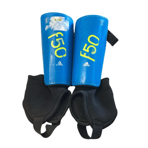 Vist Large View of Product Image Which is Used Adidas F50 Soccer Shin Guards Junior Royal Blue LG