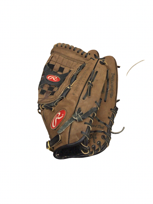 Vist Large View of Product Image Which is Used Rawlings MILLENNIUM SERIES BB/SB Glove RH Throw Brown 13"