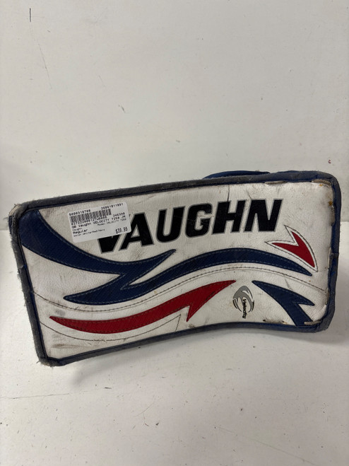 Vist Large View of Product Image Which is Used Vaughn VELOCITY 7250 Junior Goalie Blocker White/Red/Navy