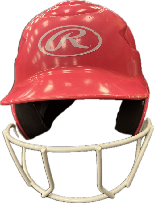 Vist Large View of Product Image Which is Used Rawlings RCFH Batting Helmet w/Mask Pink S/M