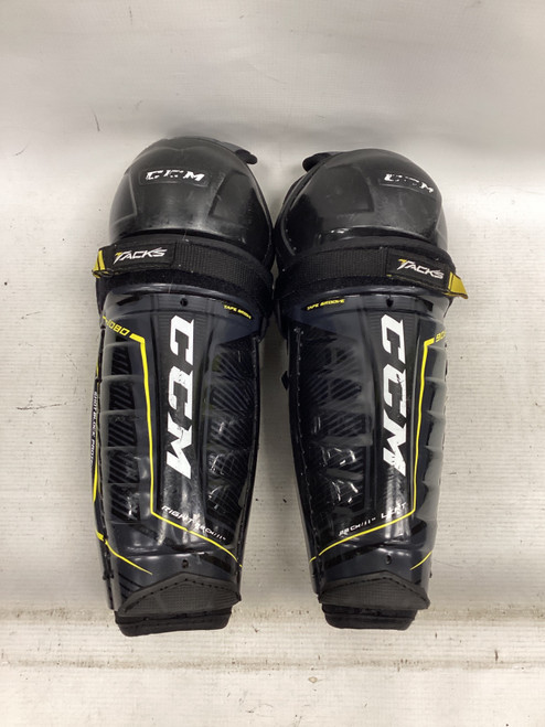 Vist Large View of Product Image Which is Used CCM TACKS 9080 SHINS Junior Shin Guards Black 11"