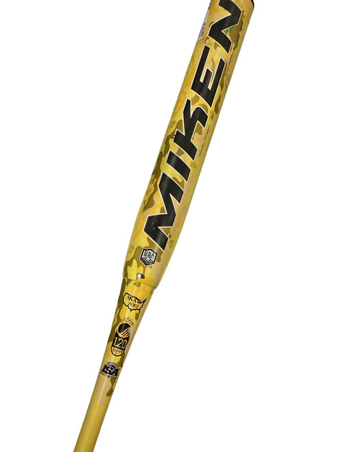 Vist Large View of Product Image Which is Used Miken MANIAC ALLOY BB/SB Slowpitch Bat Yellow 34"