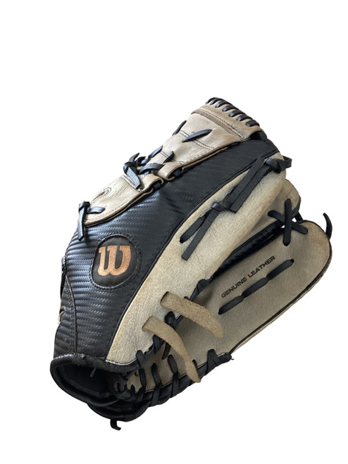 Vist Large View of Product Image Which is Used Wilson A 360 BB/SB Glove RH Throw Black 12"