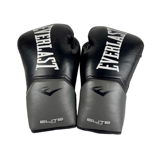 Vist Large View of Product Image Which is Used Everlast ELITE Boxing Gloves Black 16oz. LG