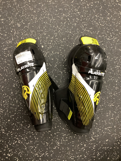 Vist Large View of Product Image Which is Used Sher-wood PLAYRITE Junior Shin Guards Black 9"