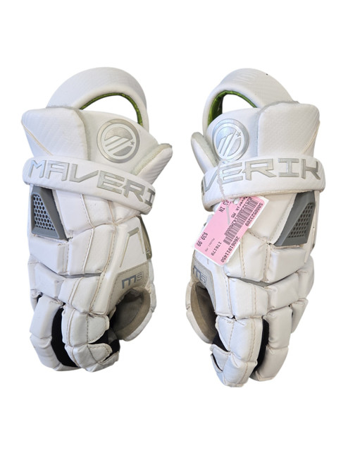 Vist Large View of Product Image Which is Used Maverik M5 Lacrosse Gloves Junior White 13"