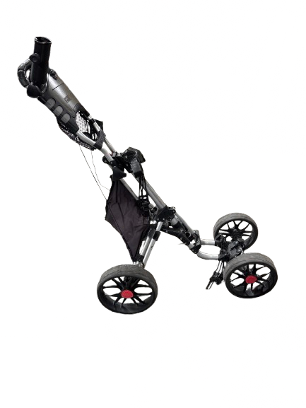Vist Large View of Product Image Which is Used CADDY TEK 4-WHEEL PUSH CART Golf Cart Black And Grey 4 Wheel