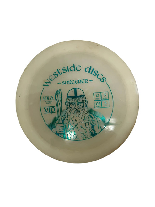 Vist Large View of Product Image Which is Used Westside VIP Sorcerer 171g Disc Golf Driver White 
