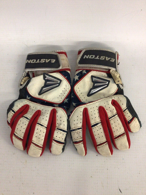 Vist Large View of Product Image Which is Used Easton BB/SB Batting Gloves Navy Blue And Red MD