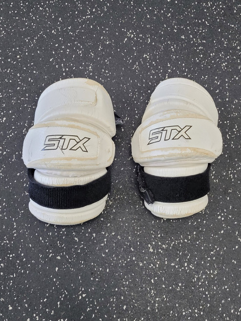 Vist Large View of Product Image Which is Used STX STALLION 300 Lacrosse Arm Pads/Guards White Youth