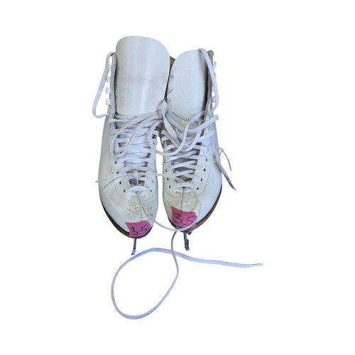 Vist Large View of Product Image Which is Used Riedell GIRLS FIGURE SKATES SZ 3.5 YTH Girls Figure Skate White Junior 03.5