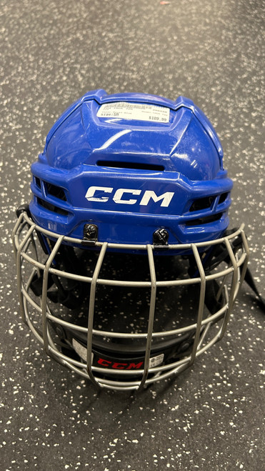 Vist Large View of Product Image Which is Used CCM TACK 720 Helmet Cage Combo Royal Blue SM