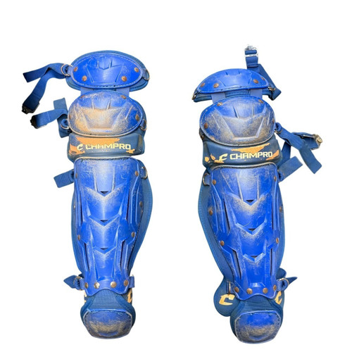 Vist Large View of Product Image Which is Used Champro Catchers Leg Guards Royal Blue Youth