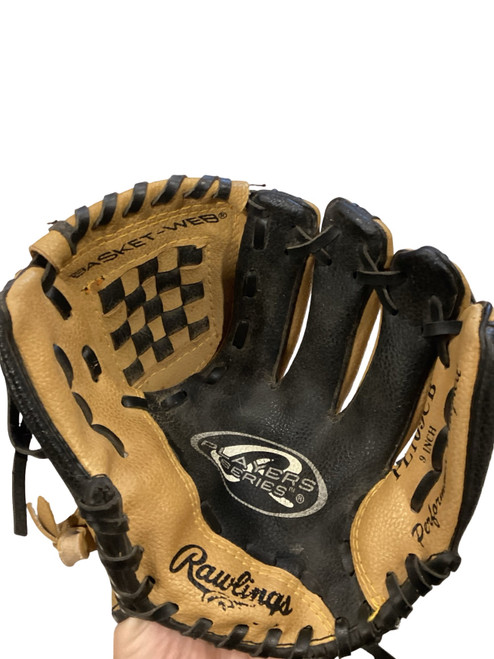 Vist Large View of Product Image Which is Used Rawlings PLAYERS SERIES BB/SB Glove T-ball Tan And Black 9"