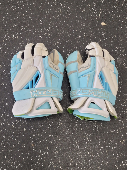 Vist Large View of Product Image Which is Used Maverik MAX GOALIE GLOVES LAX Goalie Gloves M Carolina Blue 12"