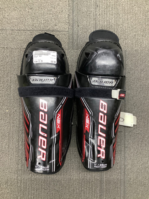 Vist Large View of Product Image Which is Used Bauer NSX Intermediate Shin Guards Black 11"