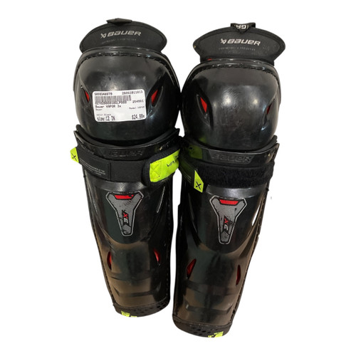 Vist Large View of Product Image Which is Used Bauer VAPOR Junior Shin Guards Black 12"