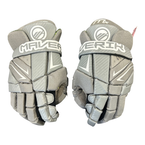 Vist Large View of Product Image Which is Used Maverik MX Lacrosse Gloves Junior Grey 12"