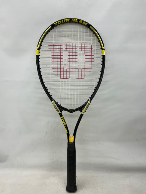 Vist Large View of Product Image Which is Used Wilson TOUR SLAM Adult Tennis Racquet Black 3 3/8"
