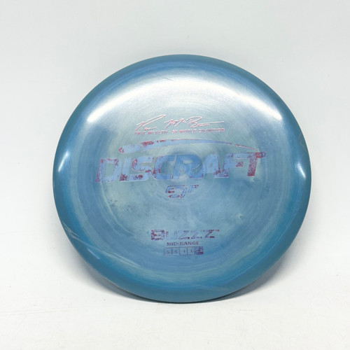 Vist Large View of Product Image Which is Used Discraft PAUL MCBETH 5X ESP BUZZZ Disc Golf Mid Range Royal Blue 180g