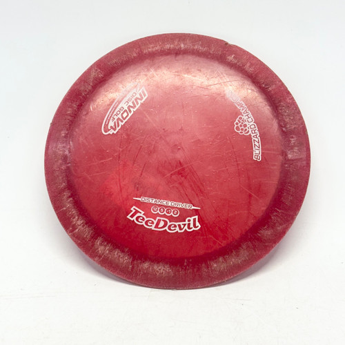 Vist Large View of Product Image Which is Used Innova BLIZZARD CHAMPION TEE DEVIL Disc Golf Driver Cardinal 152g