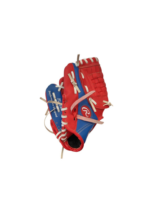 Vist Large View of Product Image Which is Used Rawlings PL91SR BB/SB Glove LH Throw Red 9"