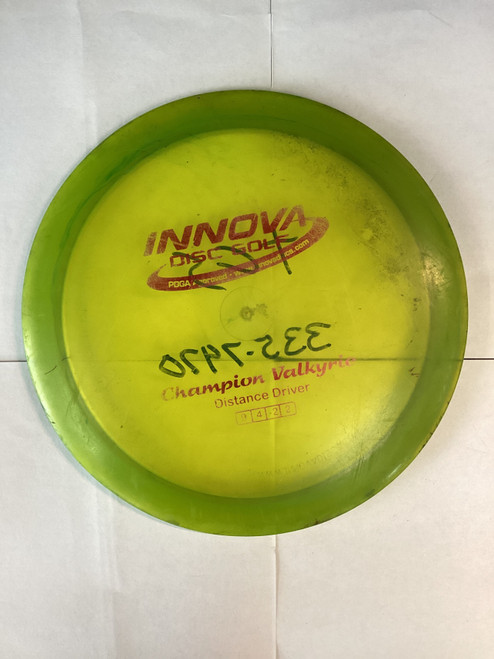 Vist Large View of Product Image Which is Used Innova VALKYRIE Disc Golf Driver Neon Green