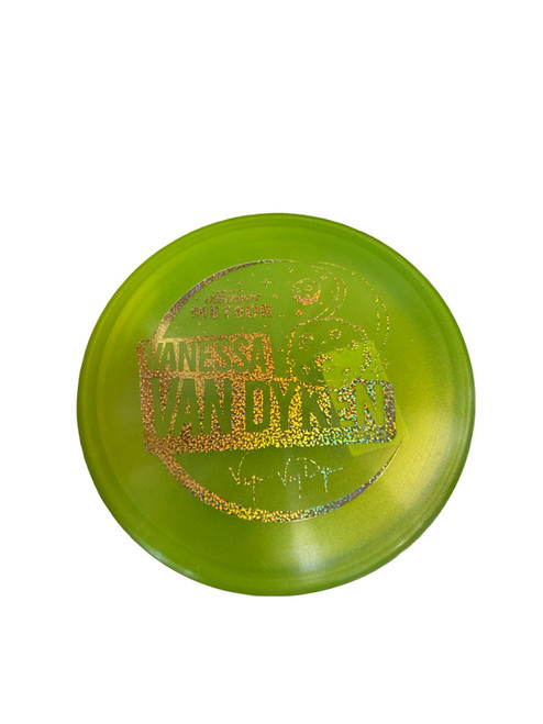 Vist Large View of Product Image Which is Used Discraft METEOR VANESSA VAN DYKEN TOUR Disc Golf Mid Range Green 179g