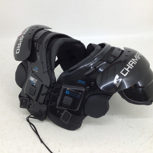 Vist Large View of Product Image Which is Used Champro GAUNTLET YOUTH MEDIUM 80-110LBS PADS FB Shoulder Pads Black MD