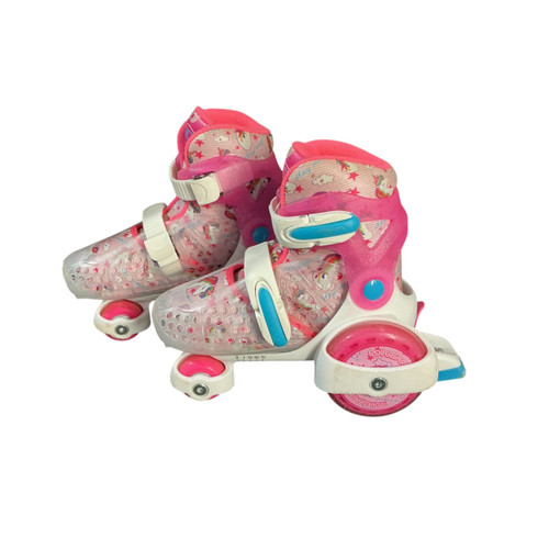 Vist Large View of Product Image Which is Used RollerDerby ADJ 11-2 ROLLER DERBY SKATES UNICORN Child Roller Quad Skates Pink Adjustable