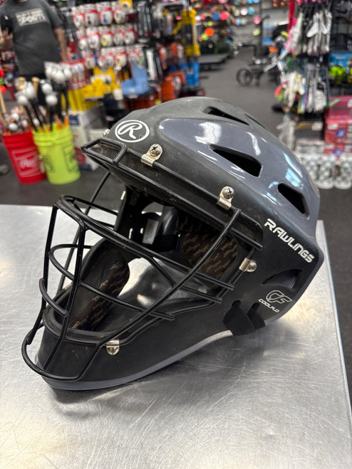 Vist Large View of Product Image Which is Used Rawlings COOLFLO Catchers Helmet w/Mask Black One Size