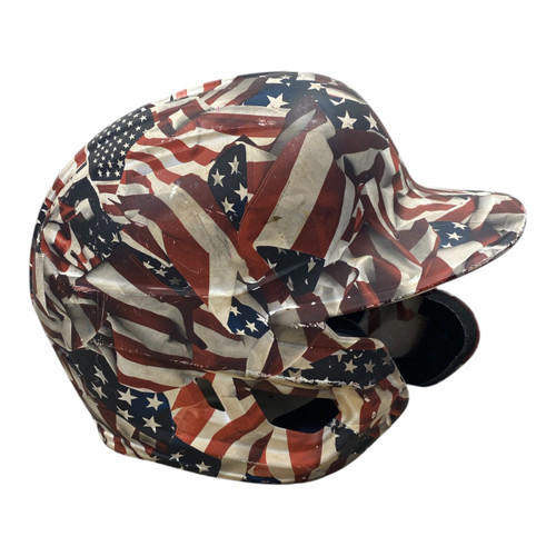 Vist Large View of Product Image Which is Used Rawlings BB HELMET Batting Helmet No Mask White/Royal/Red M/L