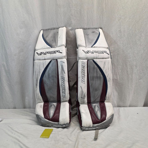 Vist Large View of Product Image Which is Used Bauer VAPOR NIKE SR GOALIE LEG PADS Goalie Leg Pads Senior Maroon 35"
