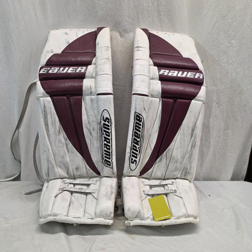 Vist Large View of Product Image Which is Used Bauer SUPREME SR GOALIE LEG PADS Goalie Leg Pads Senior Maroon 35"