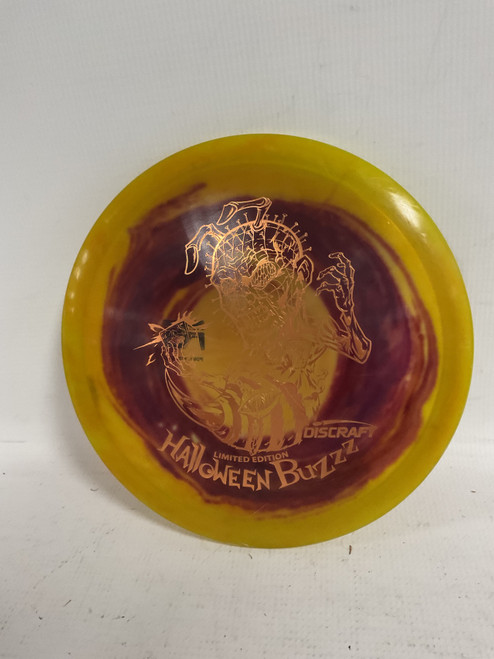 Vist Large View of Product Image Which is Used Discraft HALLOWEEN BUZZZ Disc Golf Mid Range Yellow