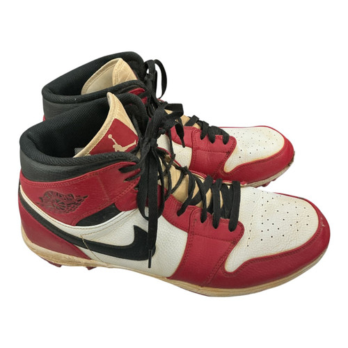 Vist Large View of Product Image Which is Used Nike JORDAN 1 MID TD Adult FB Cleats Red And White Senior 9.5