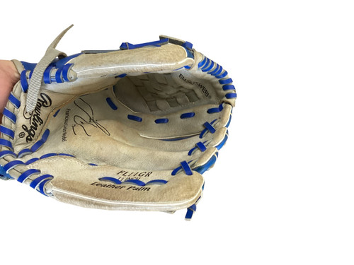 Vist Large View of Product Image Which is Used Rawlings PLAYER SELECT FL11GR BB/SB Glove RH Throw Grey And Royal Blue 11"