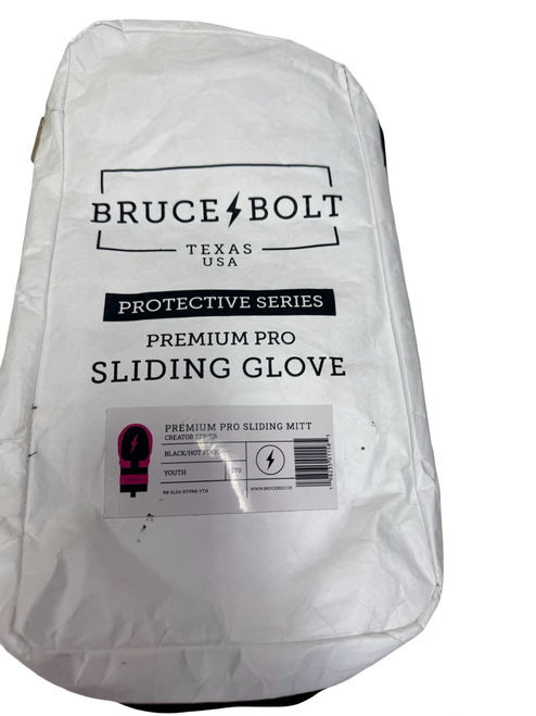 Vist Large View of Product Image Which is Used BRUCE BOLT PREMIUM PRO Youth Sliding Mitt Pink And Black Youth - Excellent