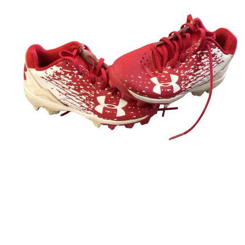Vist Large View of Product Image Which is Used Under Armour BASEBALL CLEATS BB/SB Cleats Red And White Youth 11.0