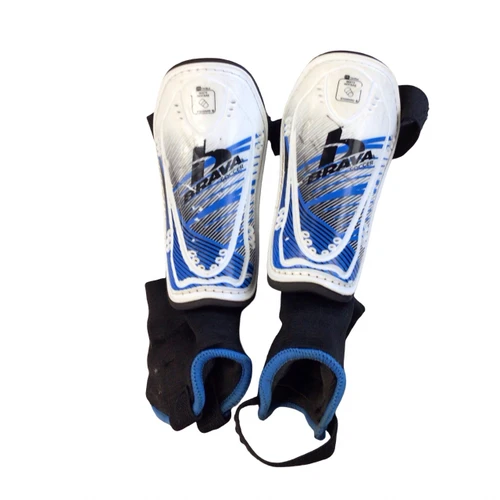Vist Large View of Product Image Which is Used Brava Soccer Shin Guards Youth White XS