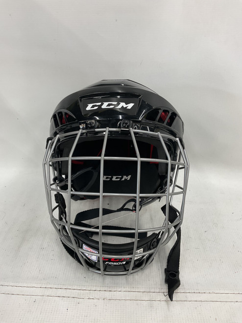 Vist Large View of Product Image Which is Used CCM FM50 Helmet Cage Combo Black LG