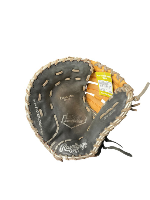 Vist Large View of Product Image Which is Used Rawlings RAWLINGS R9 SERIES 12IN LHT 1ST BASE BB/SB First Base LH Throw Black And Tan 12"
