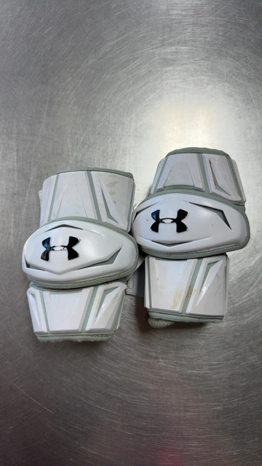Vist Large View of Product Image Which is Used Under Armour REVANANT Lacrosse Arm Pads/Guards White MD