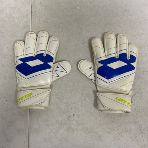 Vist Large View of Product Image Which is Used Lotto PRESTO 500 Soccer Goalie Gloves White 7
