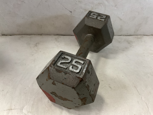 Vist Large View of Product Image Which is Used Hex Dumbbell Silver 25 lb