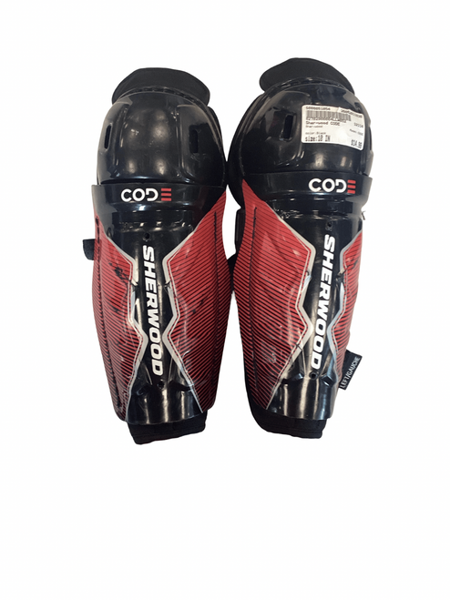 Vist Large View of Product Image Which is Used Sher-wood CODE Youth Shin Guards Black 10"