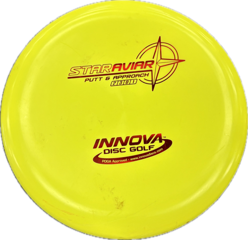 Vist Large View of Product Image Which is Used Innova STARAVIAR Disc Golf Putter Yellow
