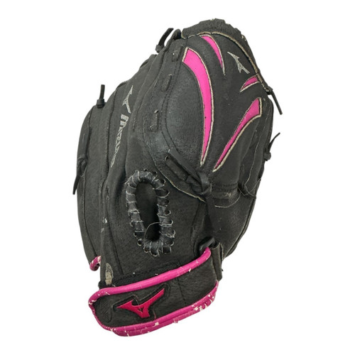 Vist Large View of Product Image Which is Used Mizuno FINCH GPP1155F1 RH Throw Fastpitch Gloves Black 11 1/2"